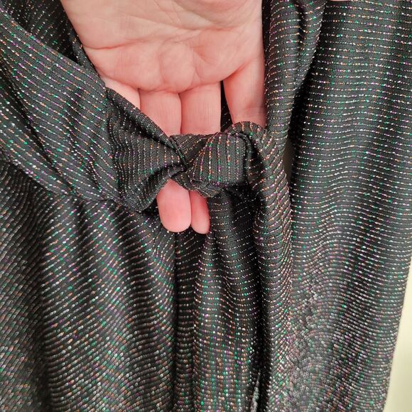 Lane Bryant Womens Blouse Size 14 16 Black Rainbow Sparkle Stripes Tie Front NWT - Picture 5 of 12